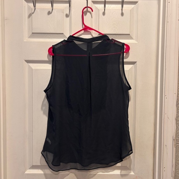 Gap Women Gray Sleeveless Sheer Button Front Ruffle Blouse Top Size L Whimsigoth - Picture 6 of 7